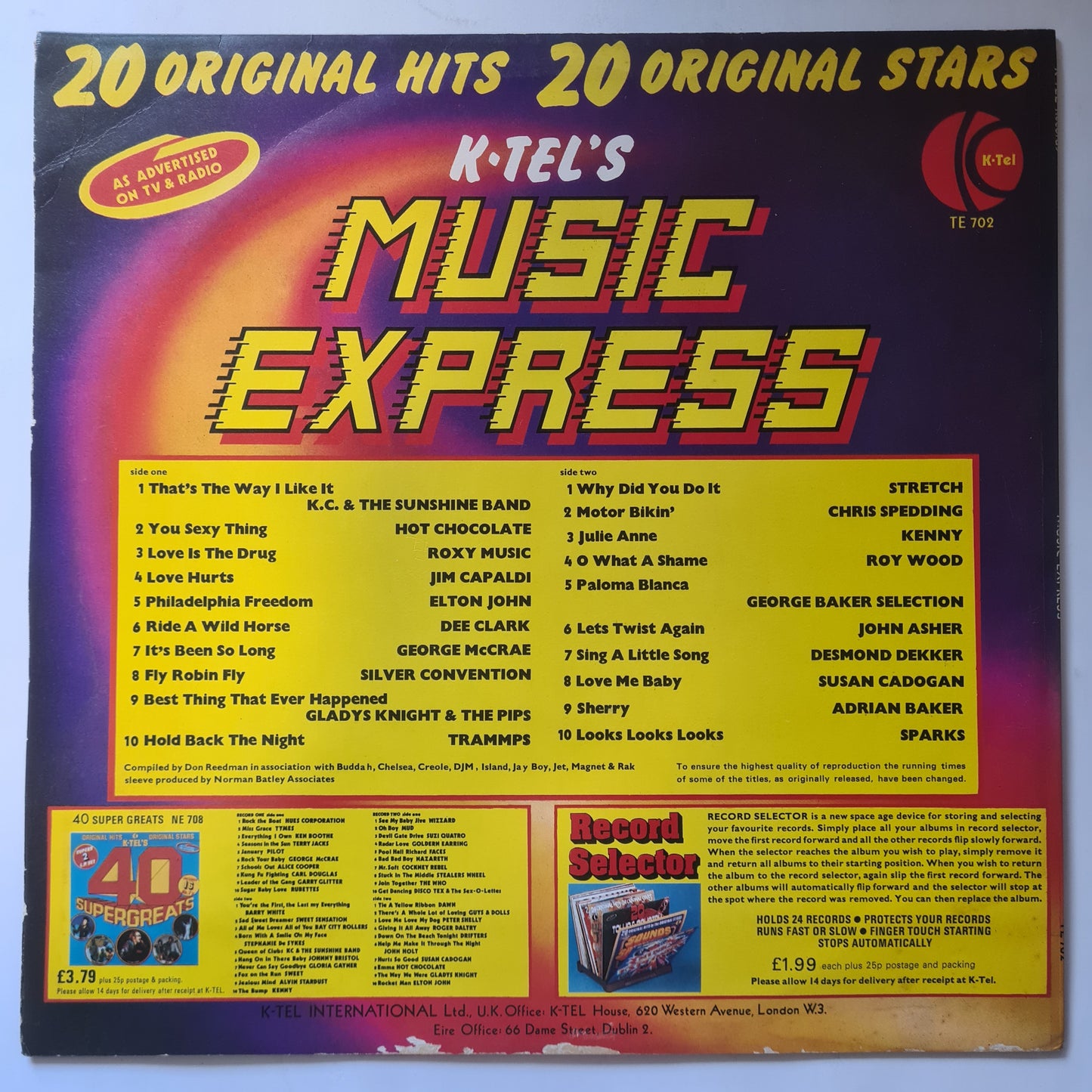 Various – K Tel's Music Express - 1975 - Vinyl Record LP (near mint) - Sound Hound Records