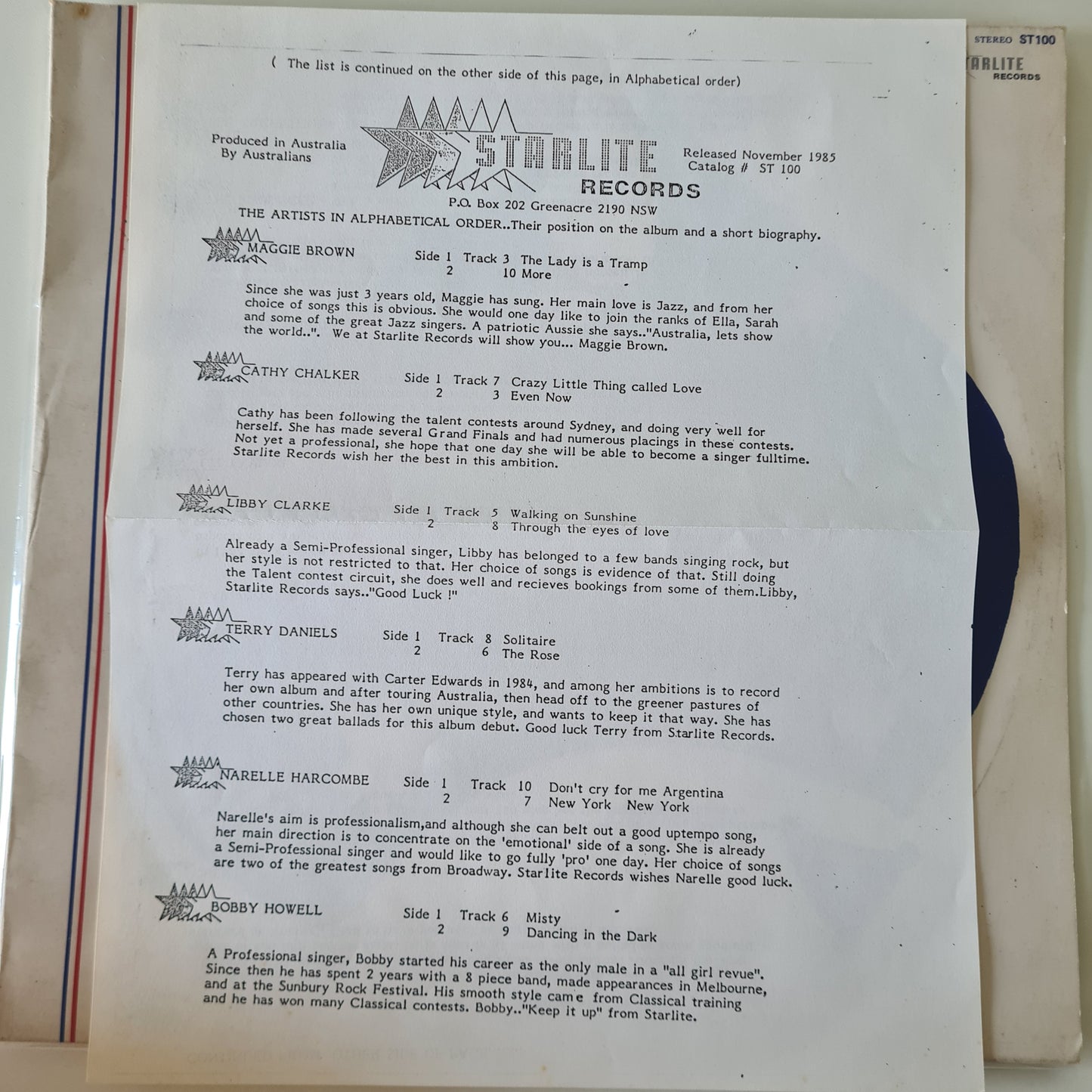 Various – Lonnie Lee Presents Australia’s Newest Stars Volume 3 - 1986 - Vinyl Record LP - Sound Hound Records