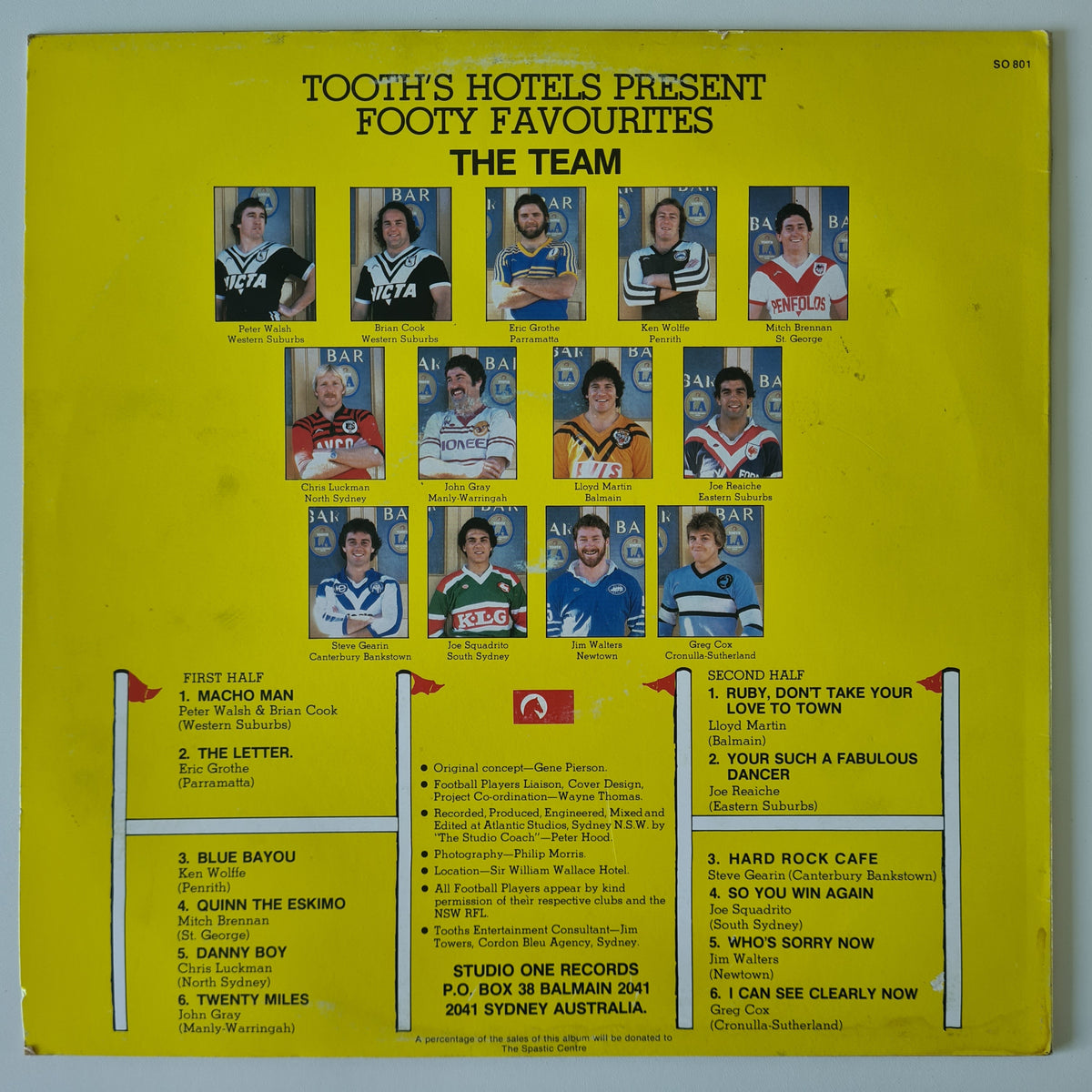 Various: NRL Rugby League Clubs – Tooth's Hotels Present Footy Favourites - 1981 - Vinyl Record LP - Sound Hound Records