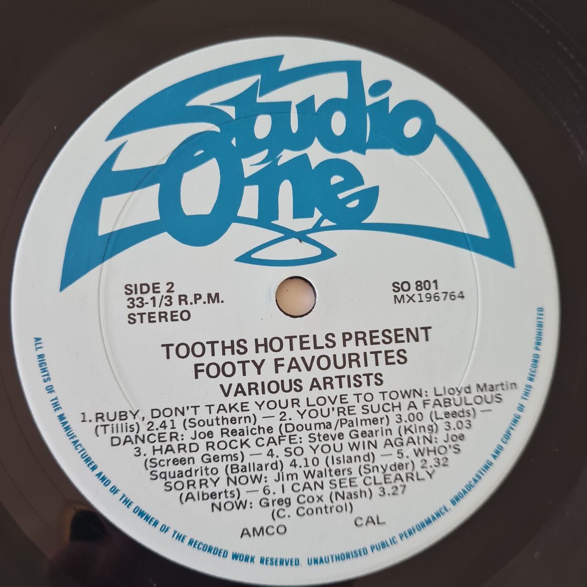 Various: NRL Rugby League Clubs – Tooth's Hotels Present Footy Favourites - 1981 - Vinyl Record LP - Sound Hound Records