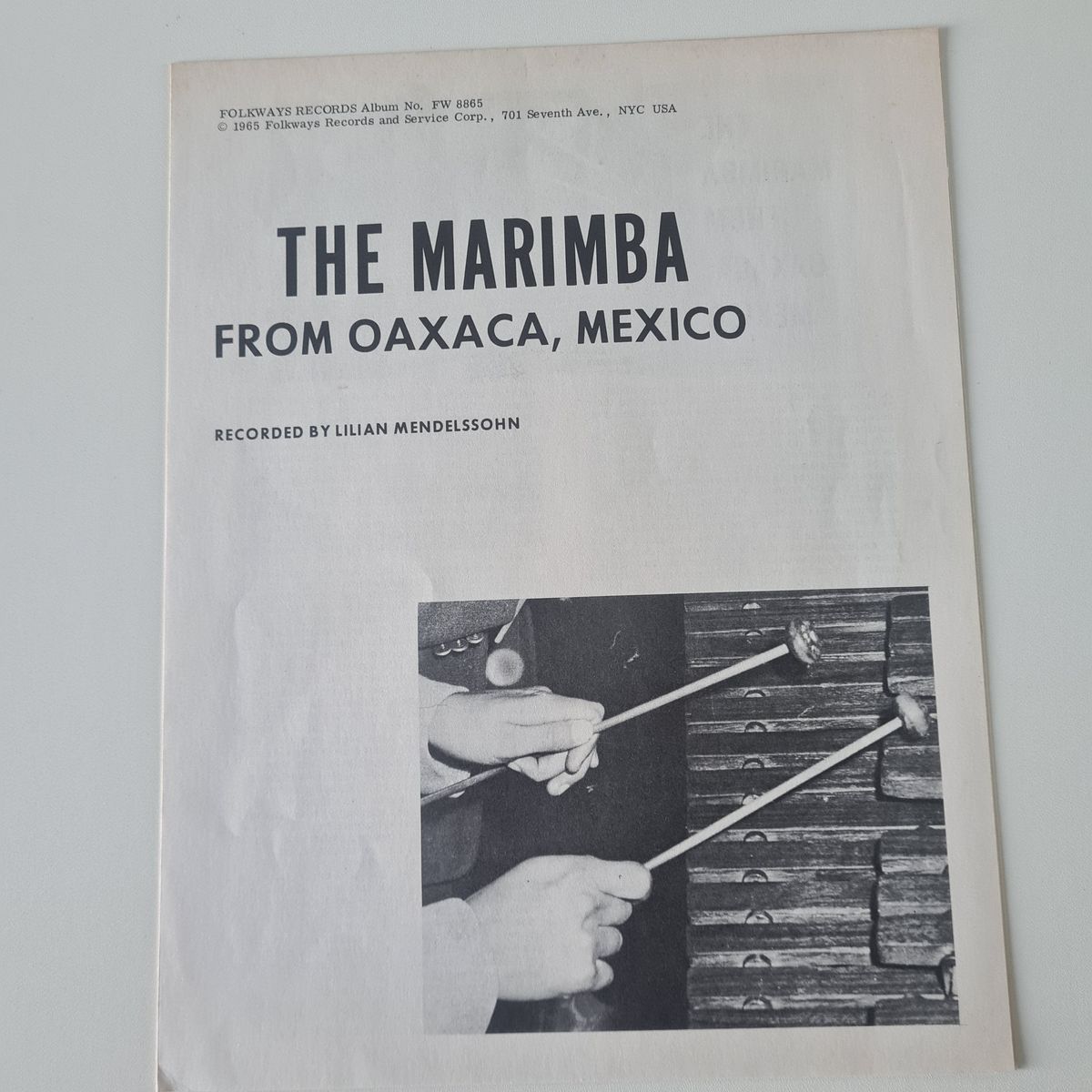 Various – The Marimba From Oaxaca, Mexico - 1965 (USA Pressing) - Vinyl Record LP