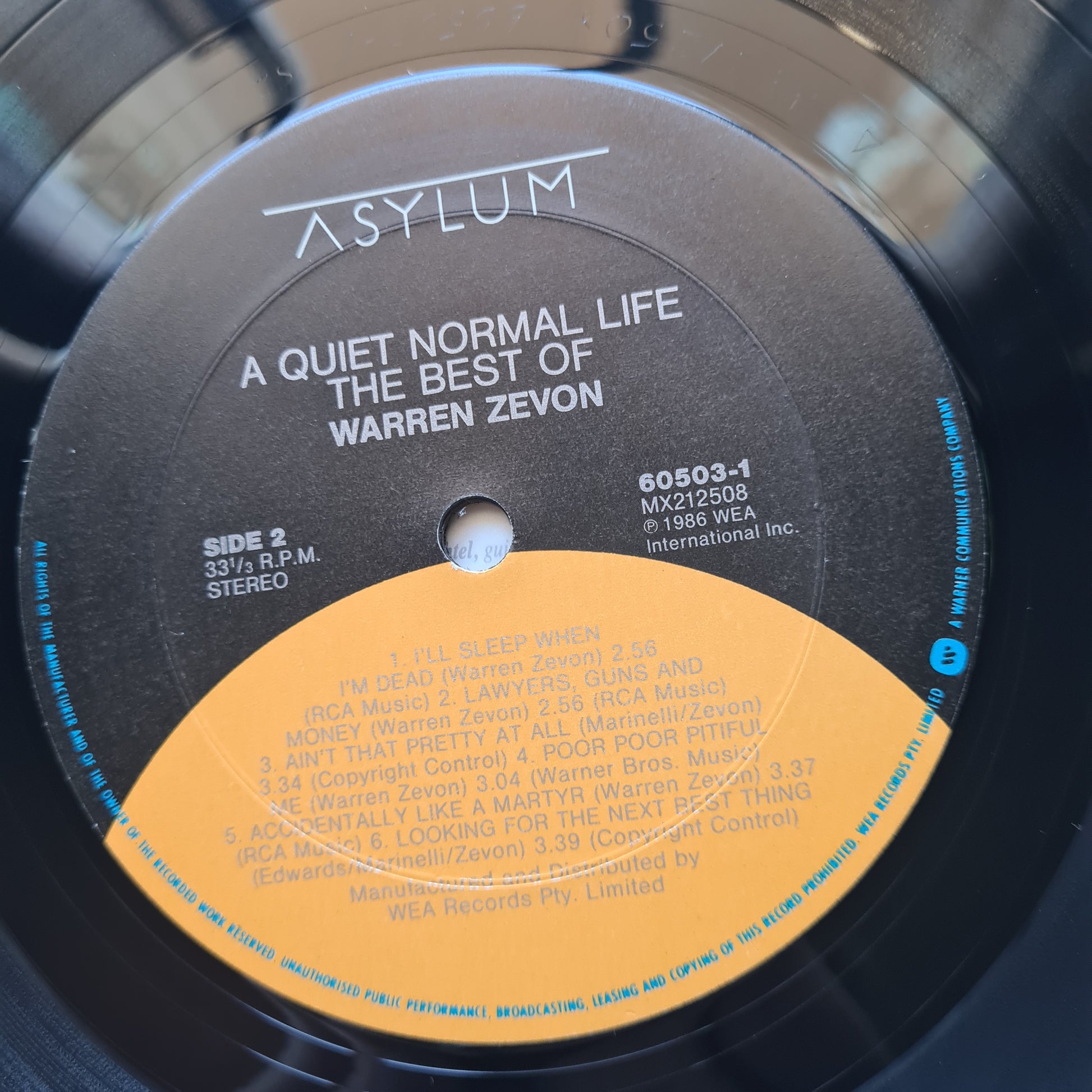 Warren Zevon – A Quiet Normal Life: The Best Of Warren Zevon - 1986 - Vinyl Record LP - Sound Hound Records