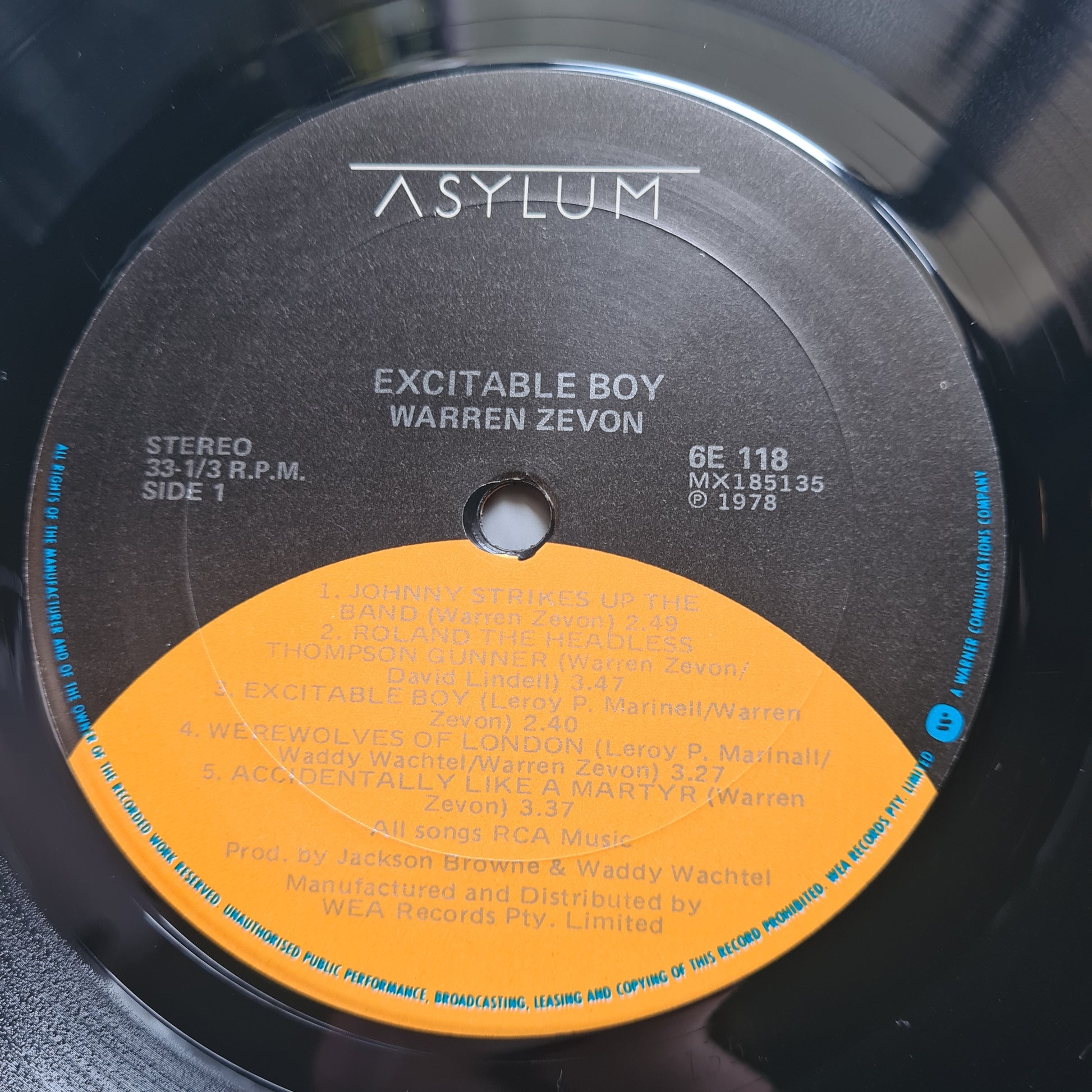 Warren Zevon – Excitable Boy - 1978 (1984 Australian Pressing) - Vinyl Record LP - Sound Hound Records