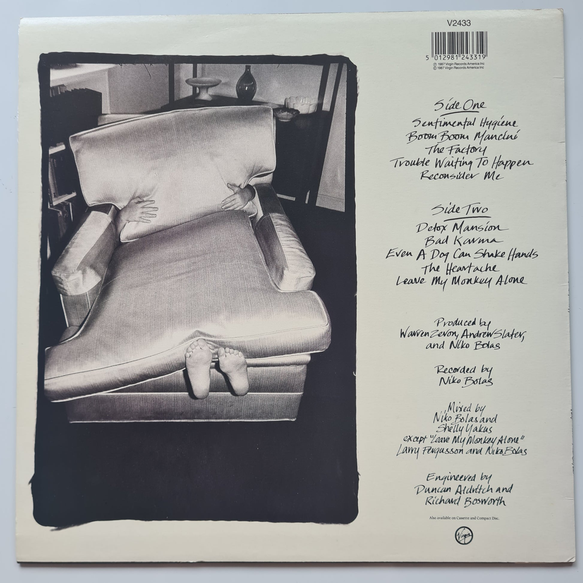 Warren Zevon – Sentimental Hygiene - 1987 - Vinyl Record LP - Sound Hound Records