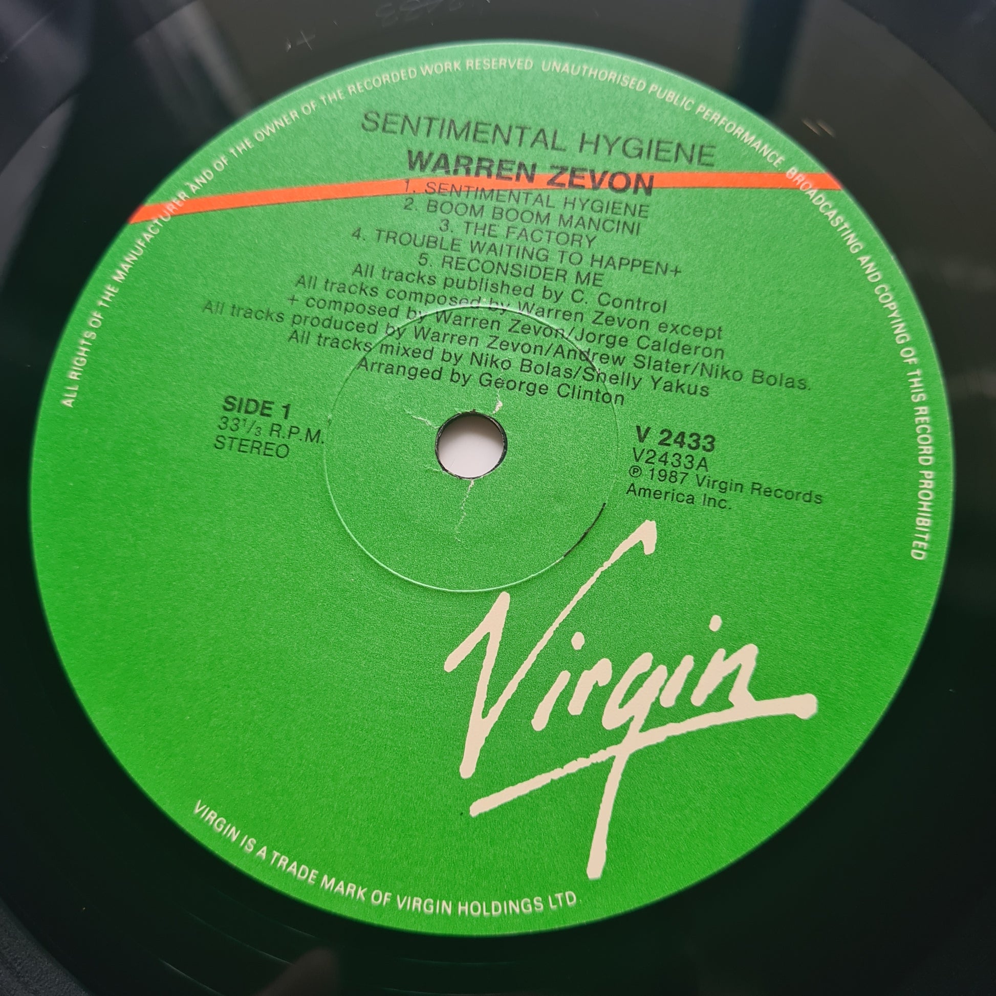Warren Zevon – Sentimental Hygiene - 1987 - Vinyl Record LP - Sound Hound Records