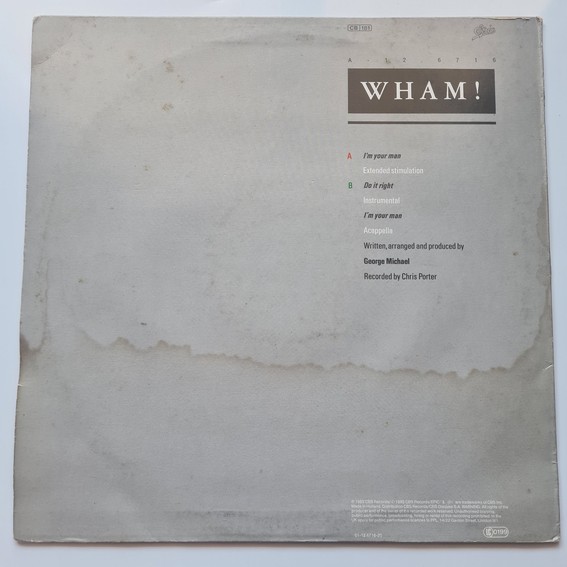 Wham! (George Michael) – I'm Your Man - 1985 - Vinyl Record 12" Maxi Single - Sound Hound Records