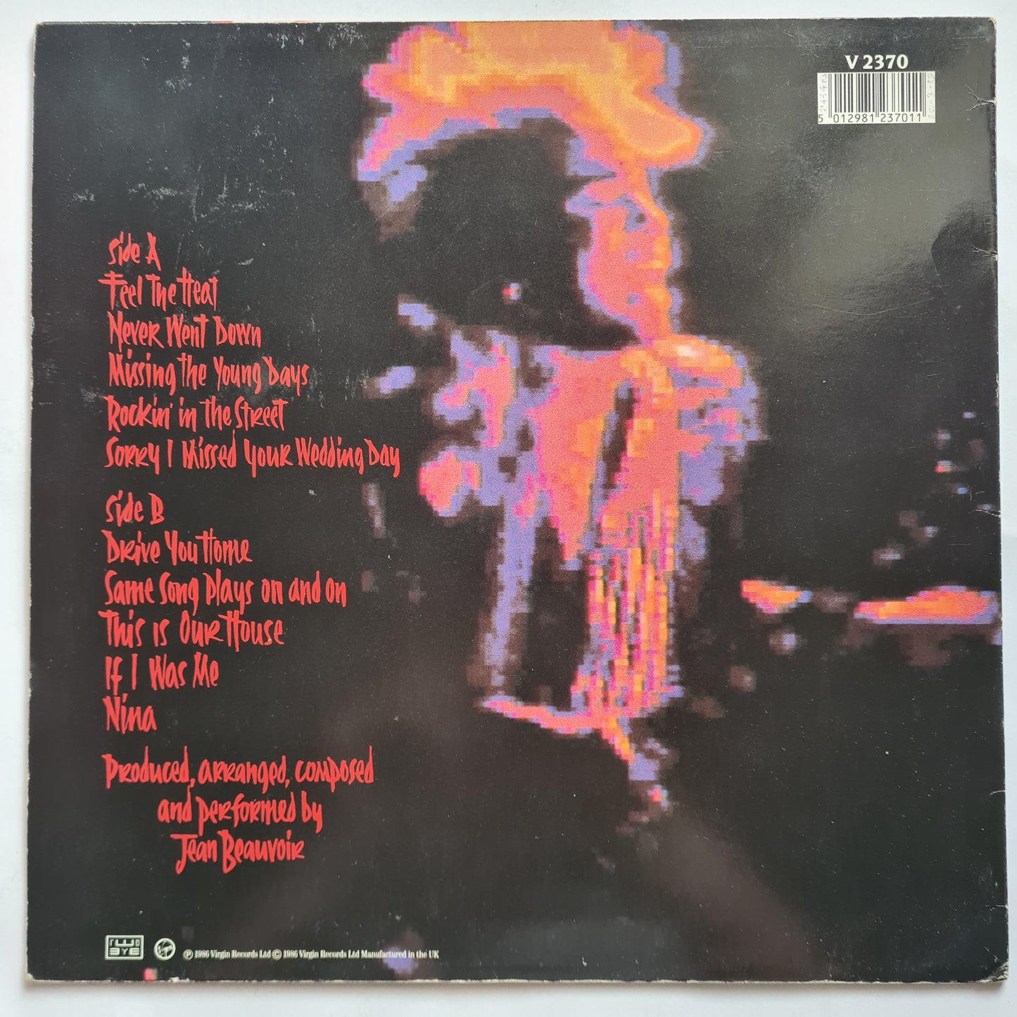 Jean Beauvoir  – Drums Along The Mohawk - 1986 - Vinyl Record LP (KISS related)