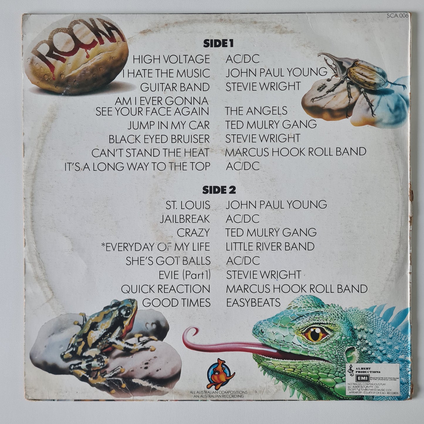 Various Artists (AC/DC, Angels, Stevie Wright, etc) – Rocka (Blue Roo Alberts Artists Compilation Album) - 1976 - Vinyl Record LP