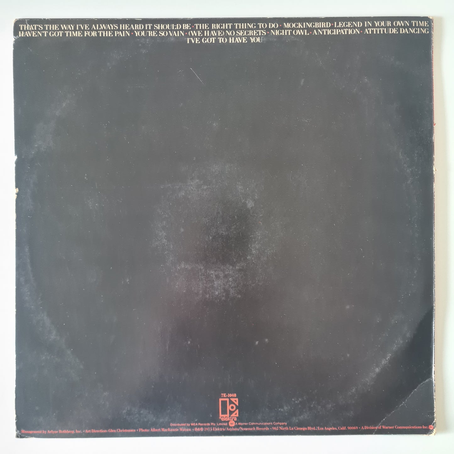 Carly Simon – The Best Of Carly Simon - 1975 - Vinyl Record LP