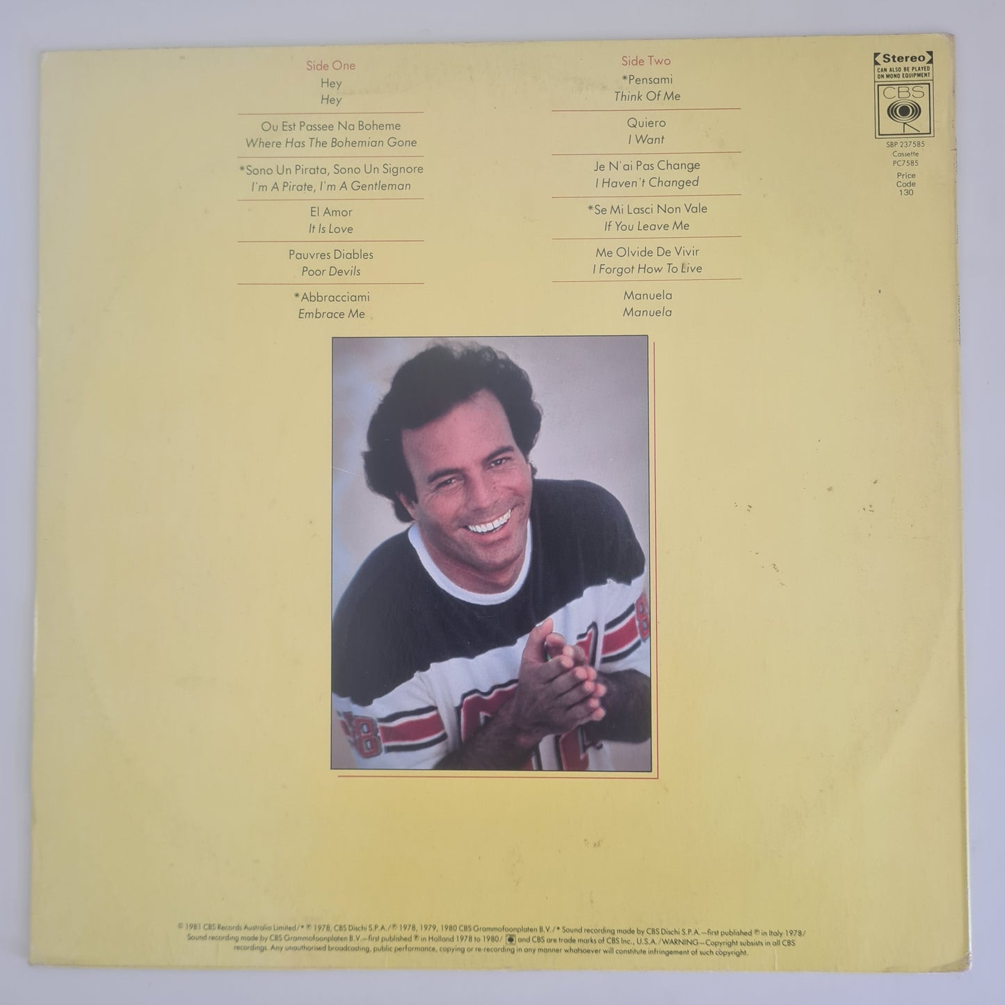 Julio Iglesias - Julio - 1981 - Vinyl Record LP