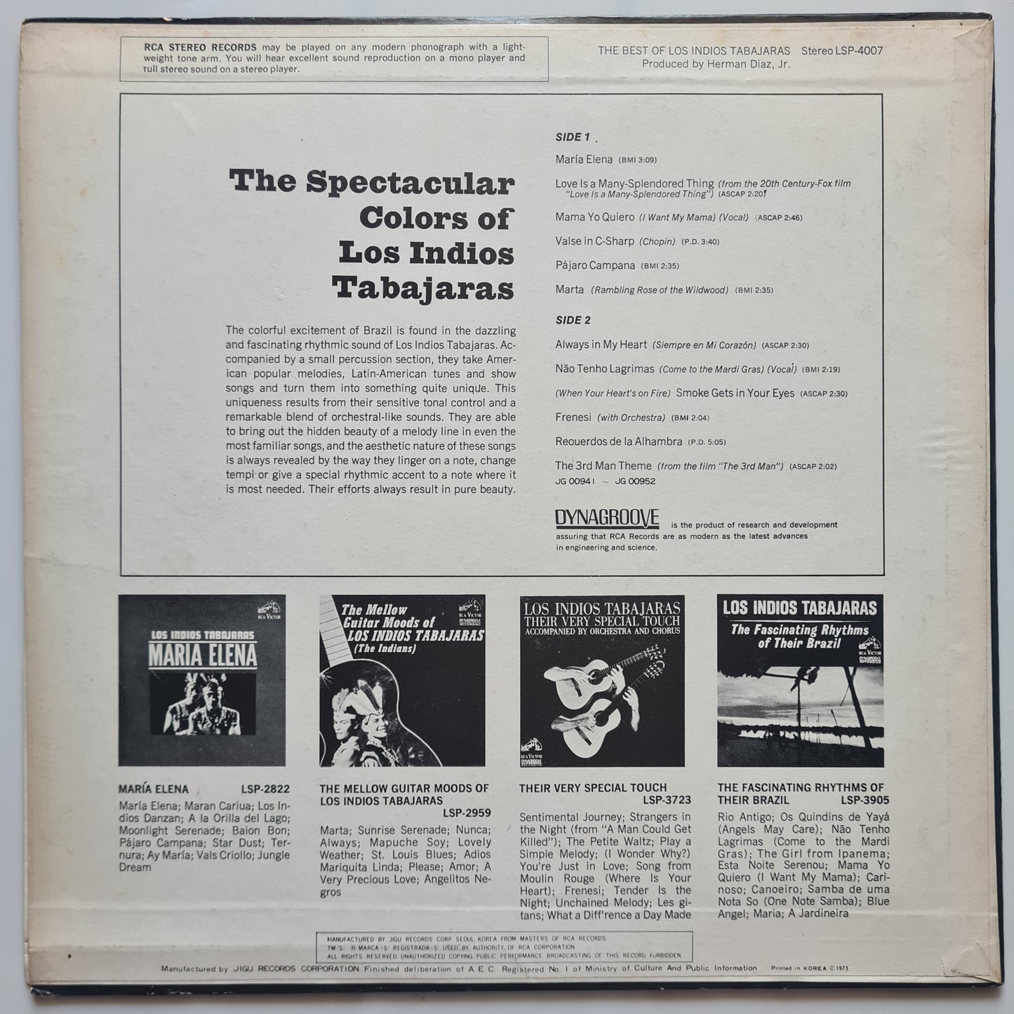 Los Indios Tabajaras – The Best Of - 1968 (USA Pressing) - Vinyl Record LP 🇧🇷