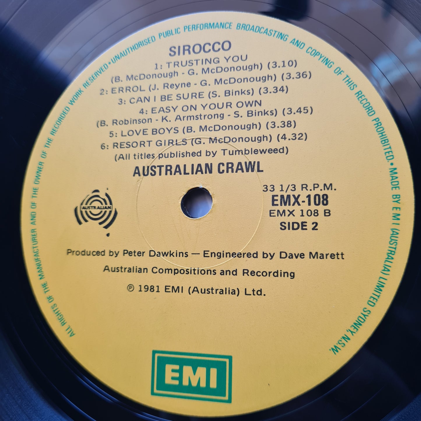 Australian Crawl – Sirocco - 1981 - Vinyl Record LP
