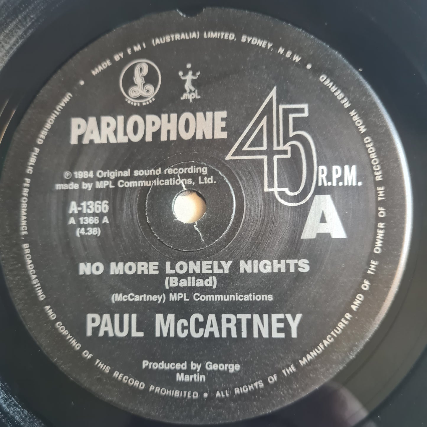 Paul McCartney – No More Lonely Nights - 1984 - Vinyl Record 7" Single - 45 RPM