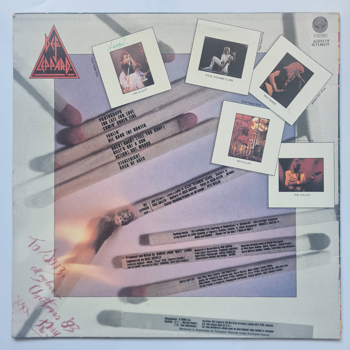 Def Leppard – Pyromania - 1983 (First Australian Pressing) - Vinyl Record LP