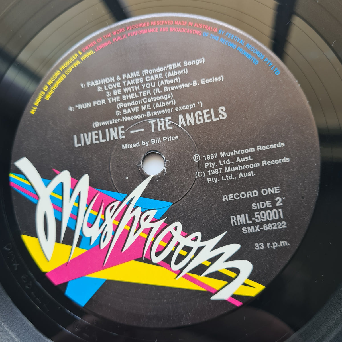 The Angels – Liveline - 1987 - Vinyl Record 2LP