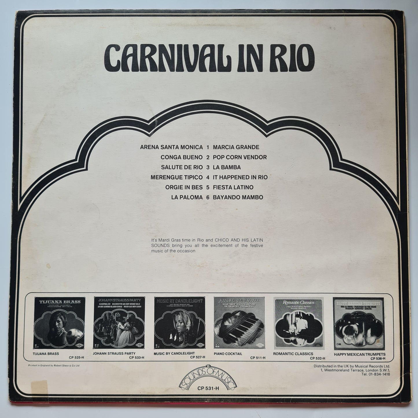 Chico And His Orchestra – Carnival In Rio - 1968 - Vinyl Record LP