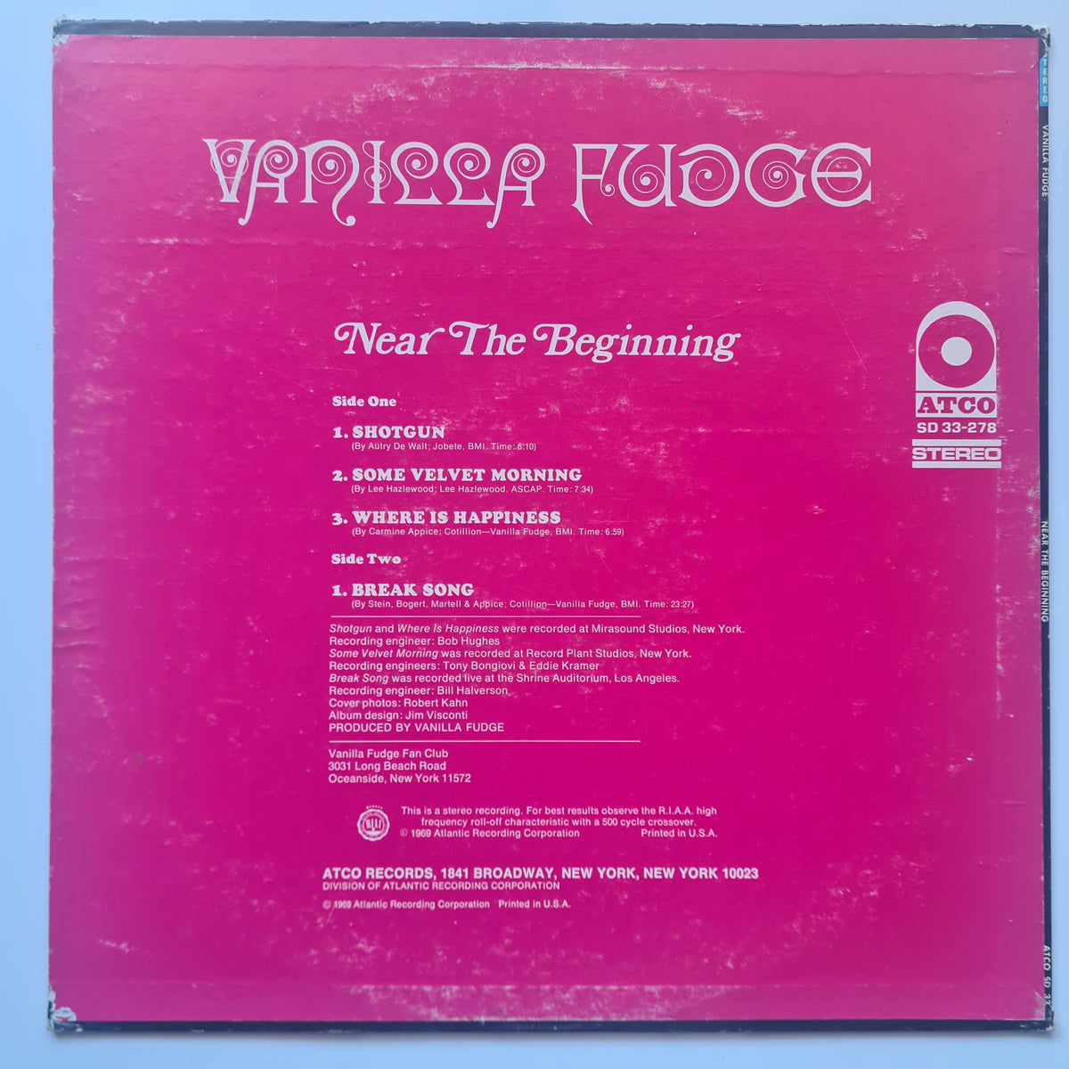 Vanilla Fudge – Near The Beginning - 1969 (USA Pressing) - Vinyl Record LP