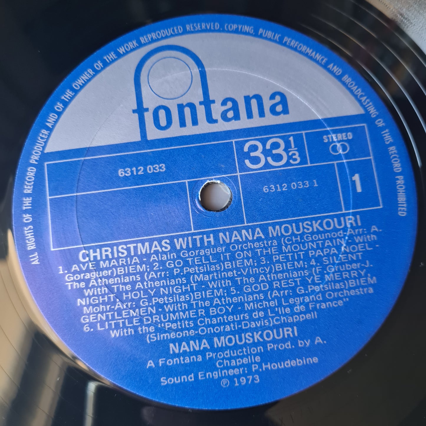 Nana Mouskouri ‎– Christmas With Nana Mouskouri - 1972 - Vinyl Record LP