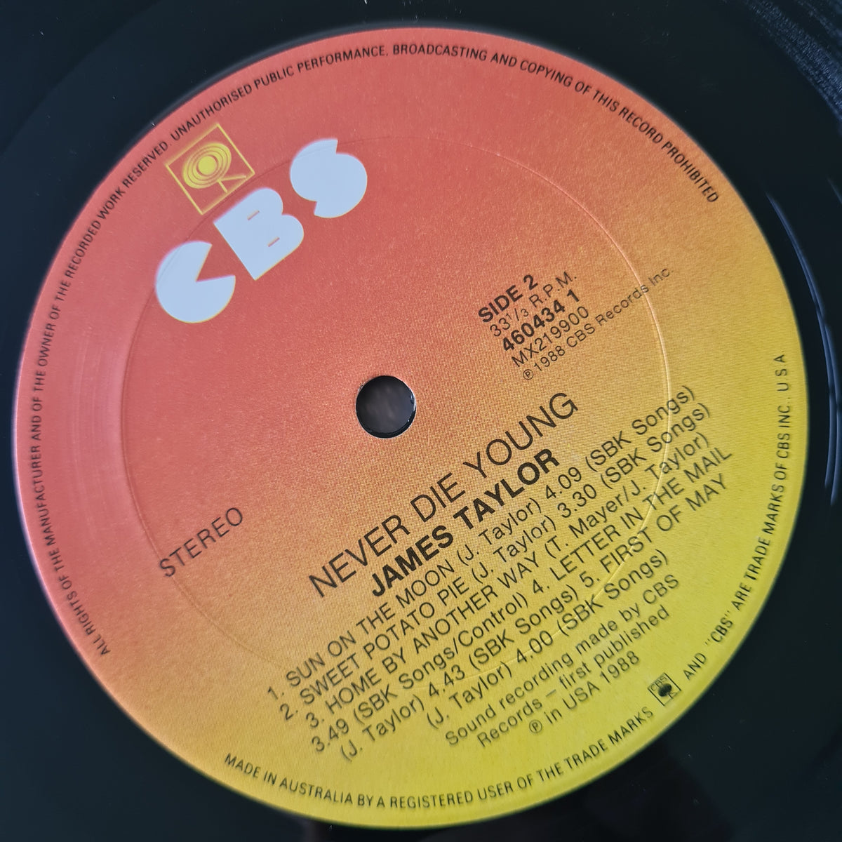 James Taylor – Never Die Young - 1988 - Vinyl Record LP