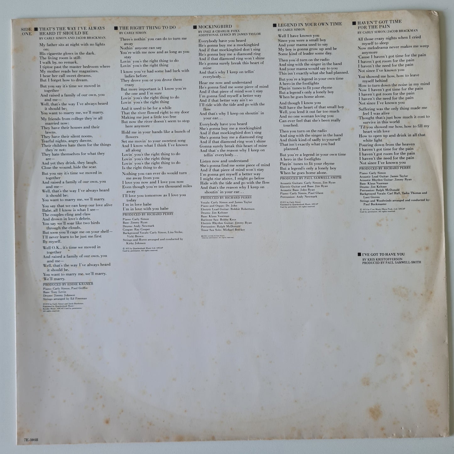 Carly Simon – The Best Of Carly Simon - 1975 - Vinyl Record LP (near mint)