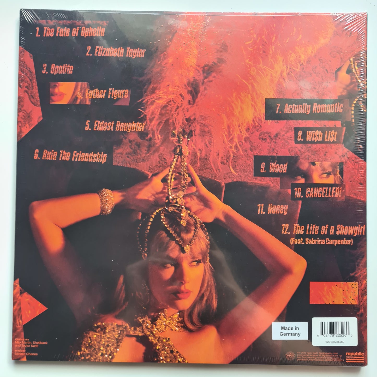 Taylor Swift – The Life Of A Showgirl - 2025 (Orange Translucent Vinyl With Gold Glitter) - Vinyl Record LP (Brand New Sealed)