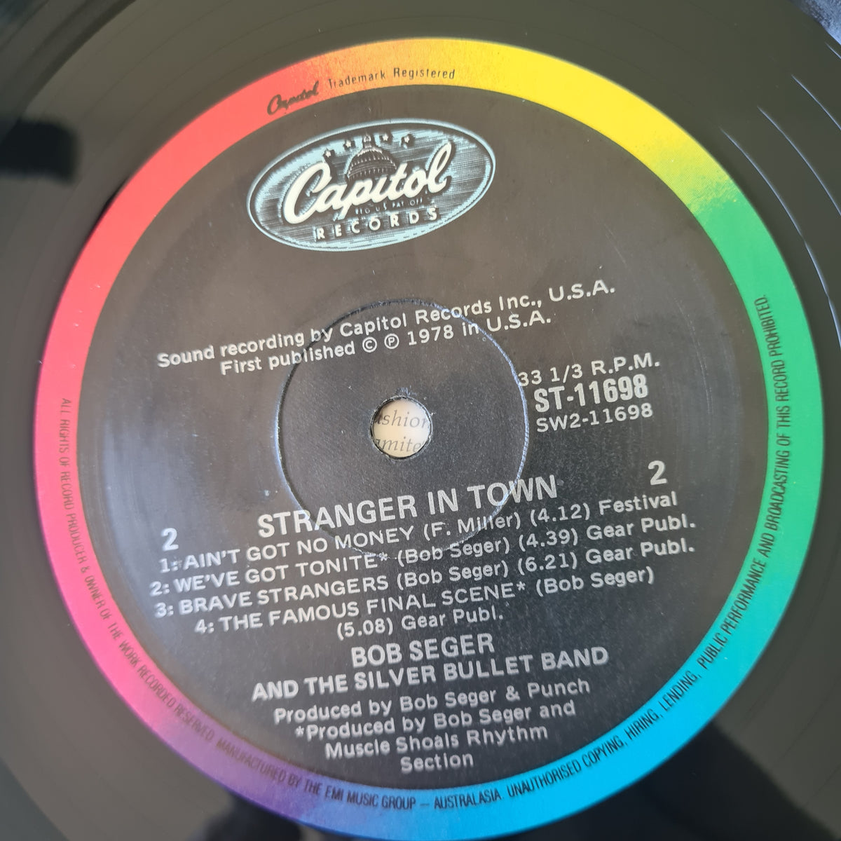 Bob Seger & The Silver Bullet Band – Stranger In Town - 1978 (Late 70's Australian reissue) - Vinyl Record LP