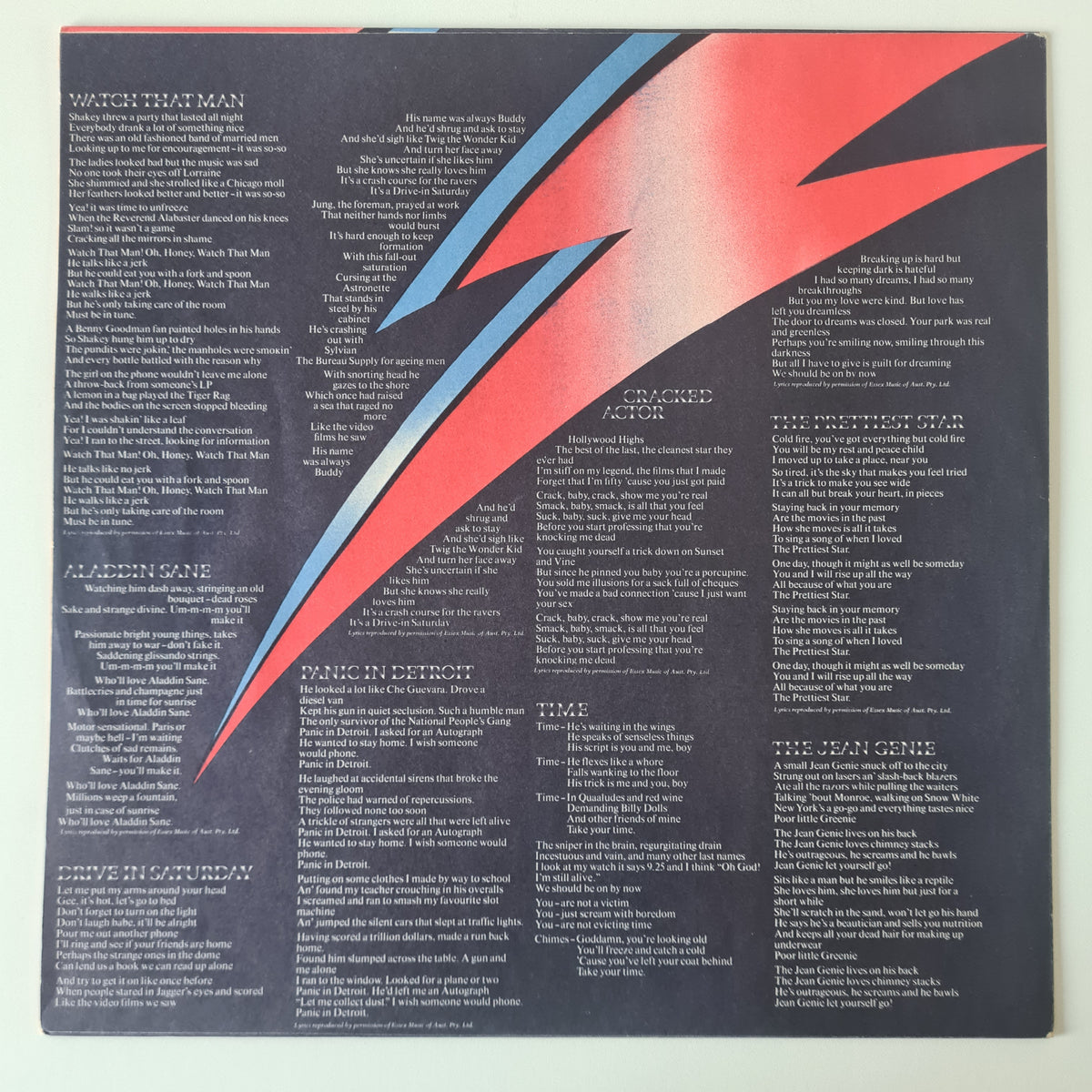 David Bowie – Aladdin Sane - 1973 (First Australian Pressing) - Vinyl Record LP