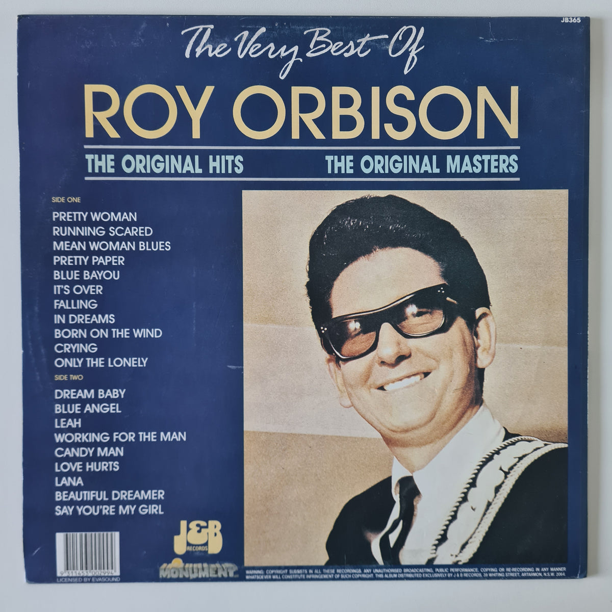 Roy Orbison – The Very Best Of Roy Orbison - 1989 (Australian Only Pressing) - Vinyl Record LP