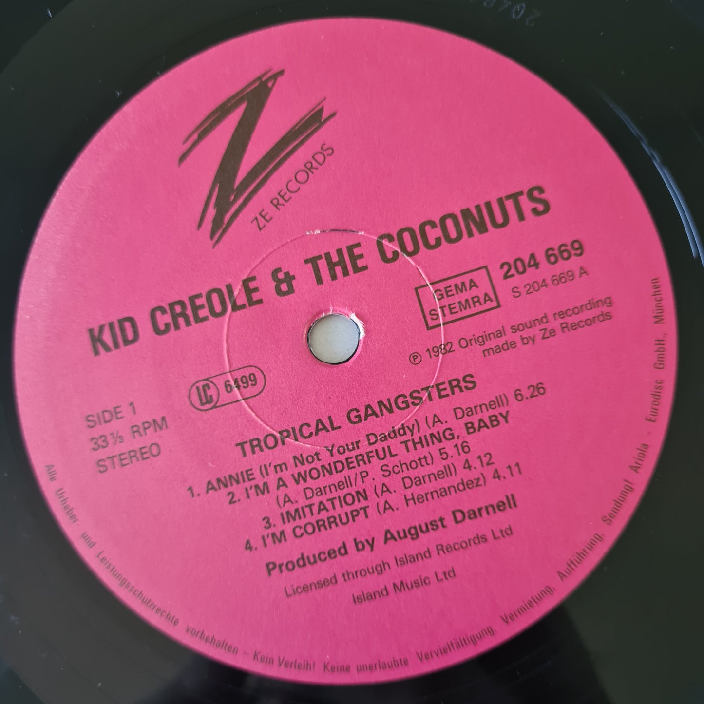 Kid Creole & The Coconuts – Tropical Gangsters - 1982 - Vinyl Record LP