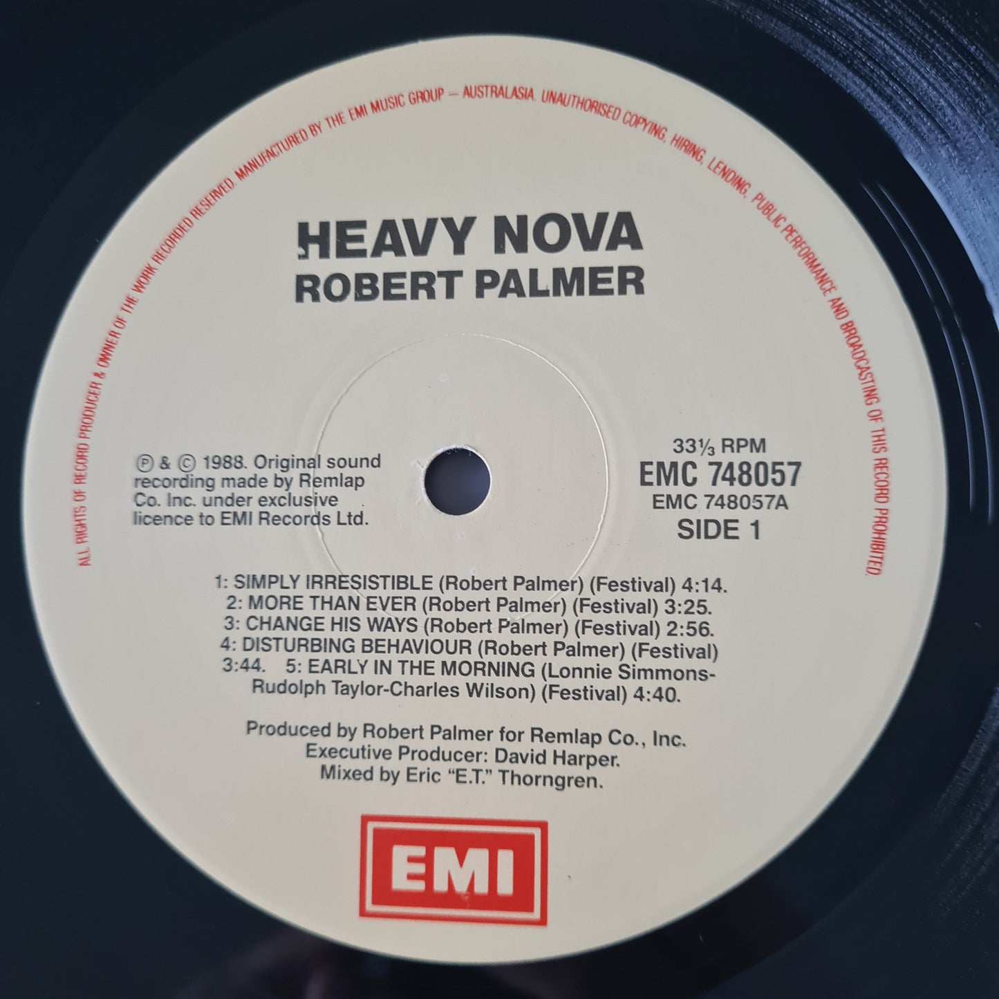 Robert Palmer – Heavy Nova - 1988 - Vinyl Record LP