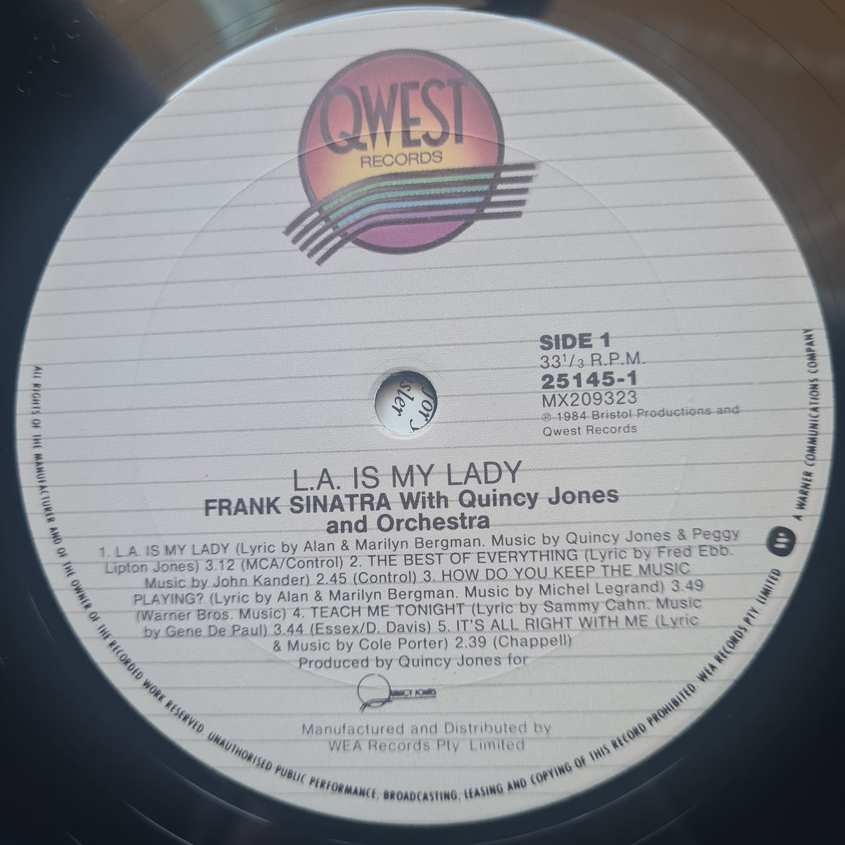 Frank Sinatra With Quincy Jones And Orchestra – L.A. Is My Lady - 1984 - Vinyl Record LP