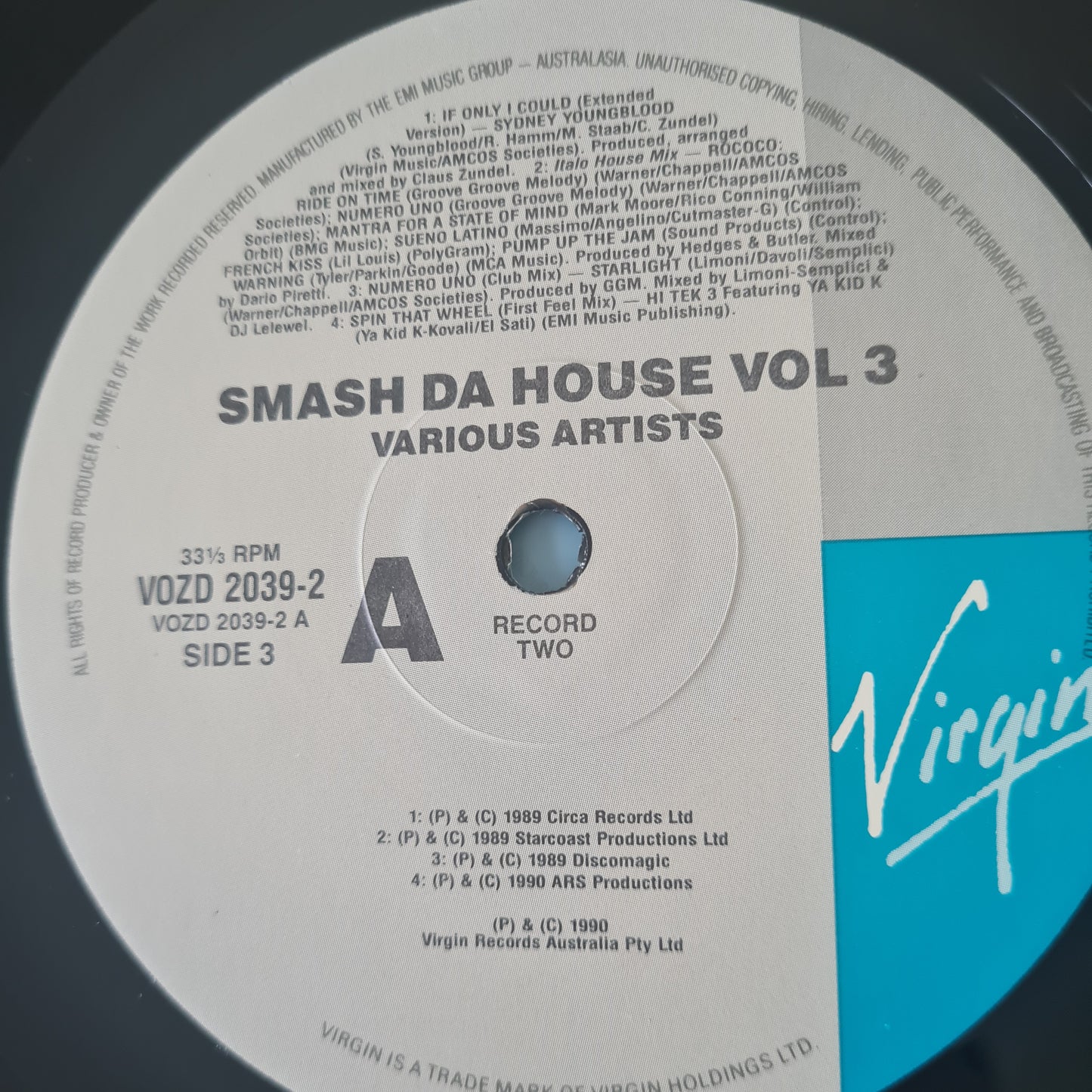 Various Artists - Smash Da House Vol 3 - 1990 - Vinyl Record 2LP (RARE Australian Only Release) (near mint)