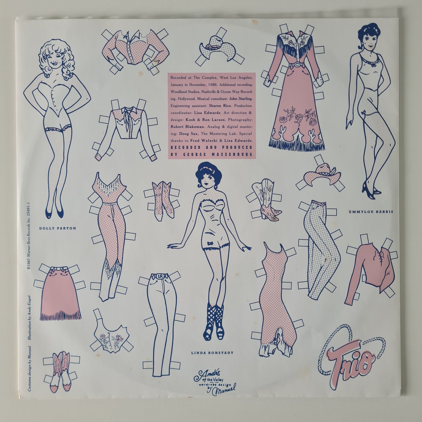 Dolly Parton, Linda Ronstadt, Emmylou Harris – Trio - 1987 - Vinyl Record LP