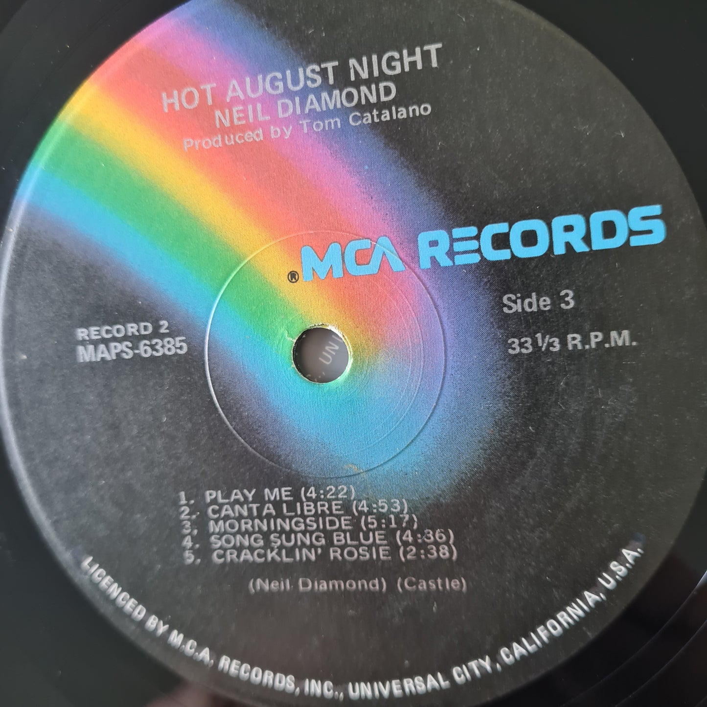 Neil Diamond – Hot August Night - 1972 (1973 2nd Australian Pressing) - Vinyl Record 2LP