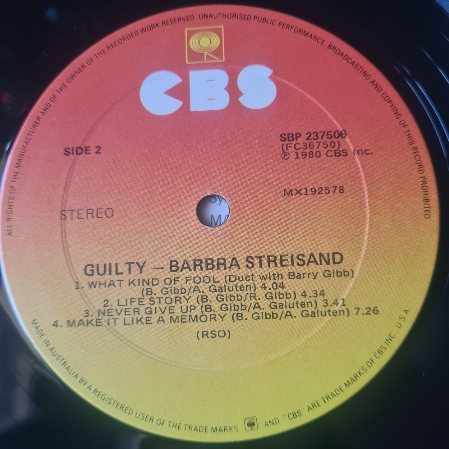 Barbara Streisand/ Barry Gibb – Guilty - 1980 - Vinyl Record LP