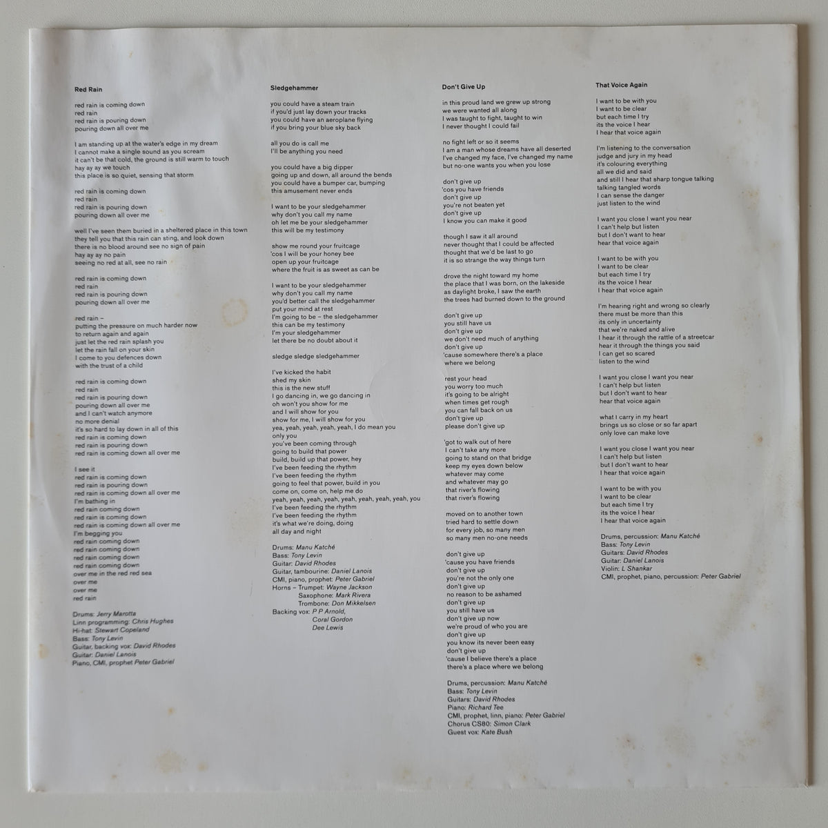 Peter Gabriel – So - 1986 - Vinyl Record LP