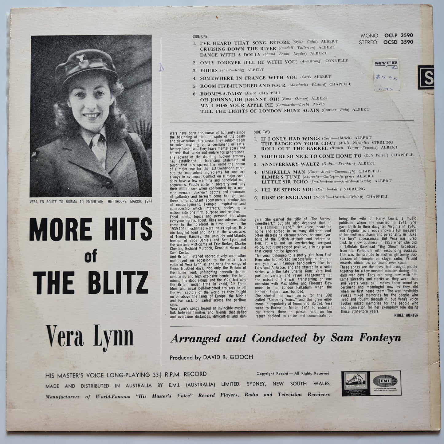 Vera Lynn – More Hits Of The Blitz - 1966 - Vinyl Record LP