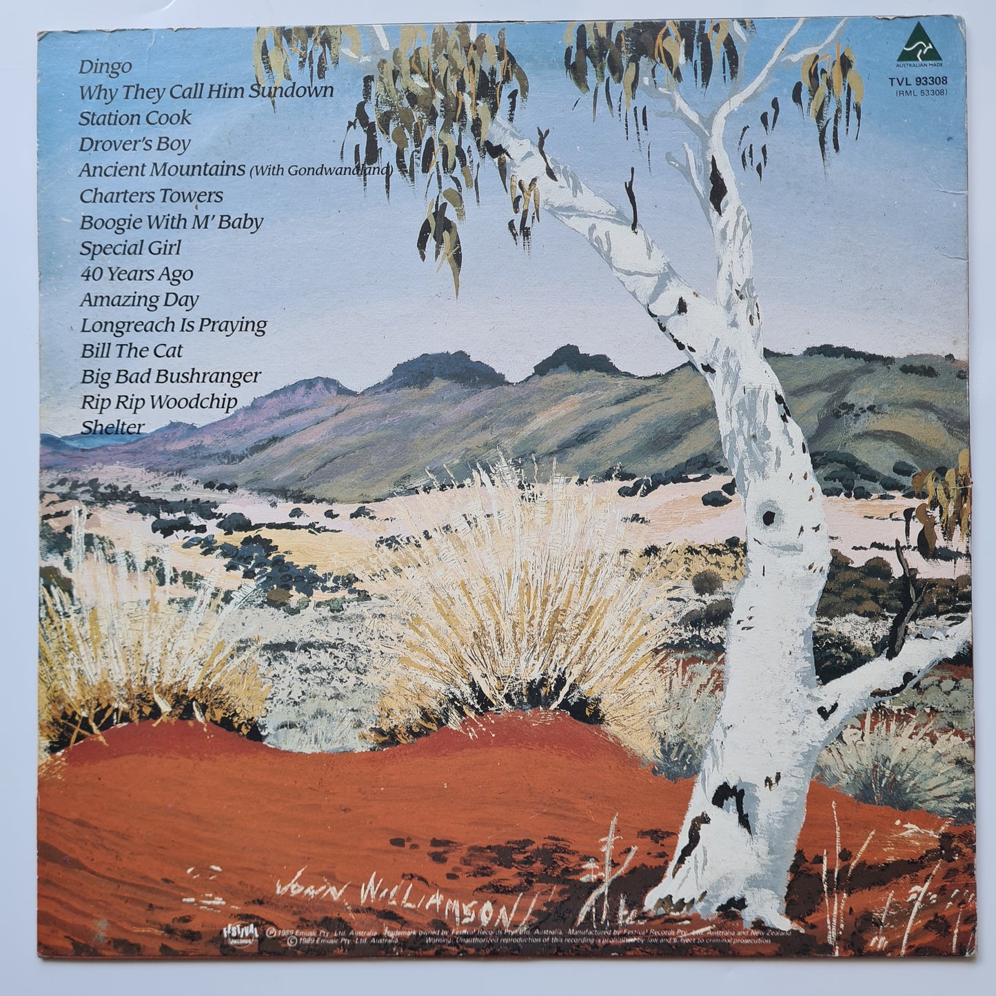 John Williamson - Warragul - 1989 - Vinyl Record LP