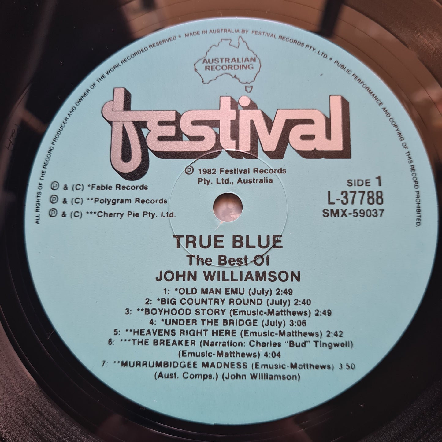 John Williamson - True Blue: The Best Of John Williamson - 1982 - Vinyl Record LP