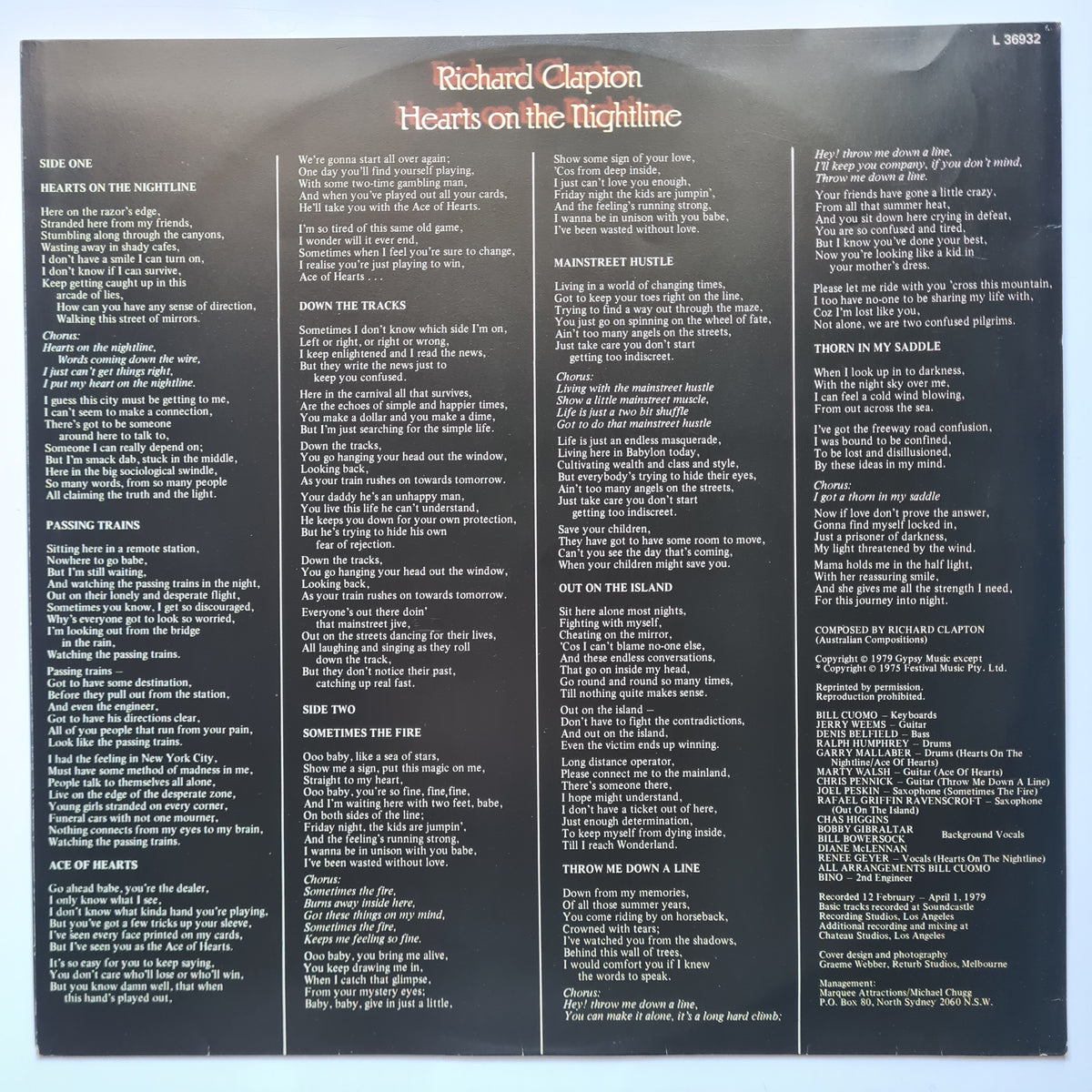 Richard Clapton – Hearts On The Nightline - 1979 - Vinyl Record LP