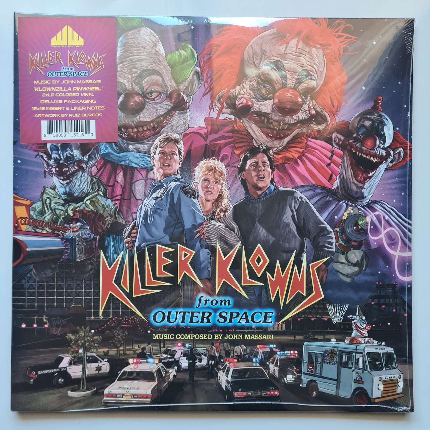 John Massari – Killer Klowns From Outer Space - 2023 ("Klownzilla" Pinwheel Coloured Vinyl) - Vinyl Record 2LP (Mint Sealed)