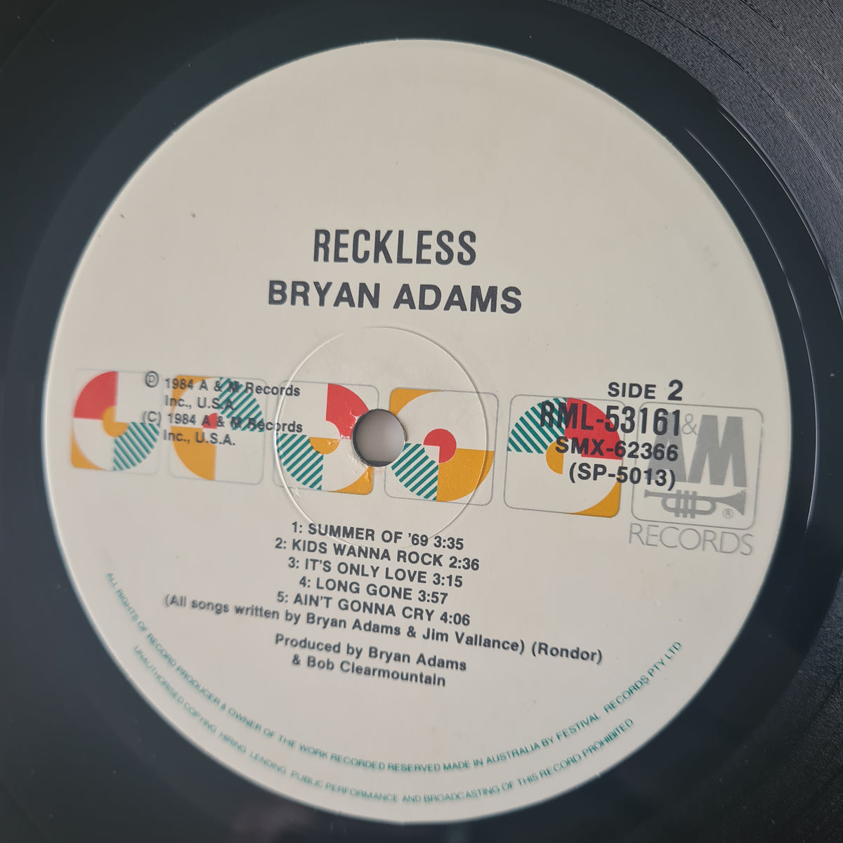 Bryan Adams – Reckless - 1984 (Australian Only XMAS Gift Pack Edition) - Vinyl Record LP