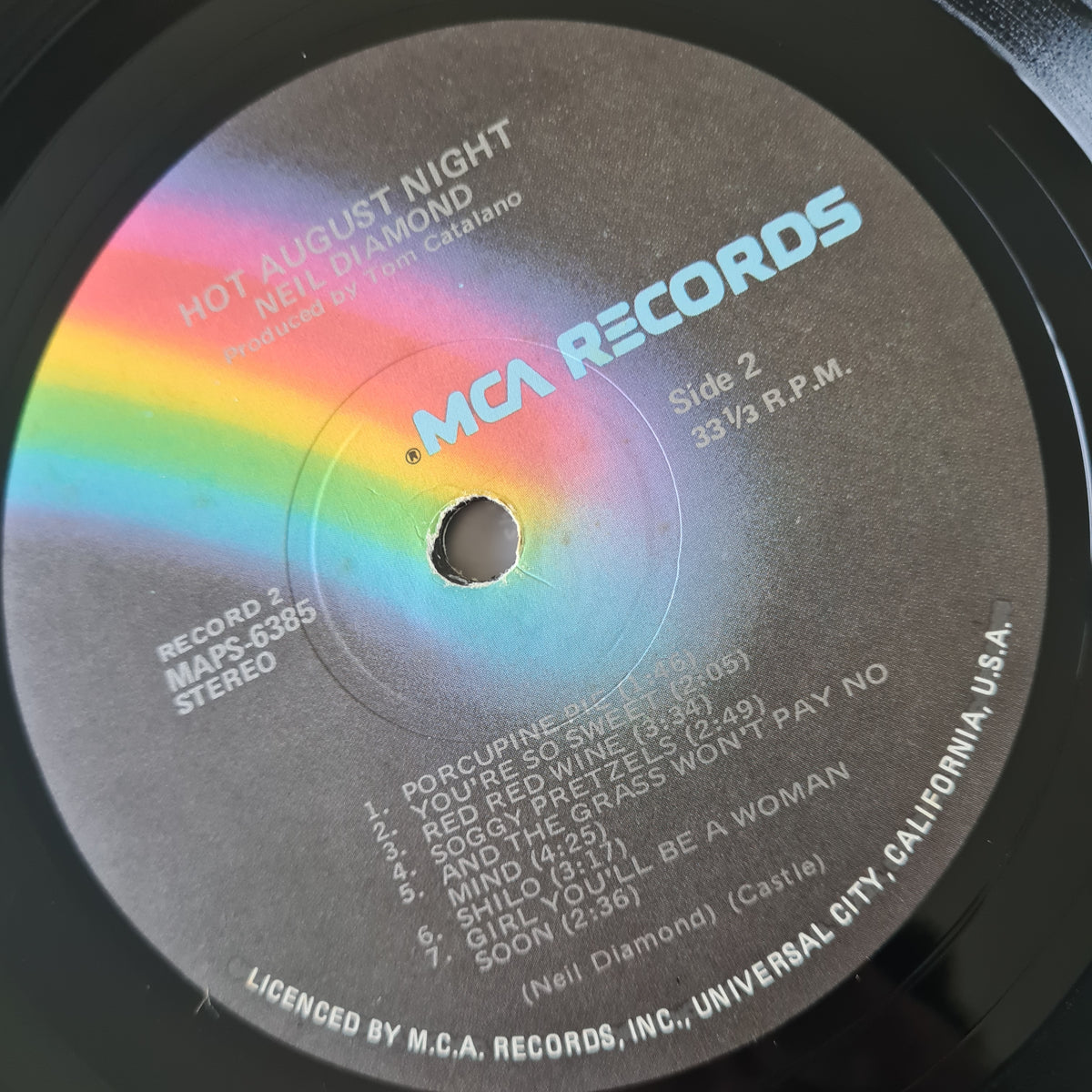 Neil Diamond – Hot August Night - 1972 (1973 2nd Australian Pressing) - Vinyl Record 2LP