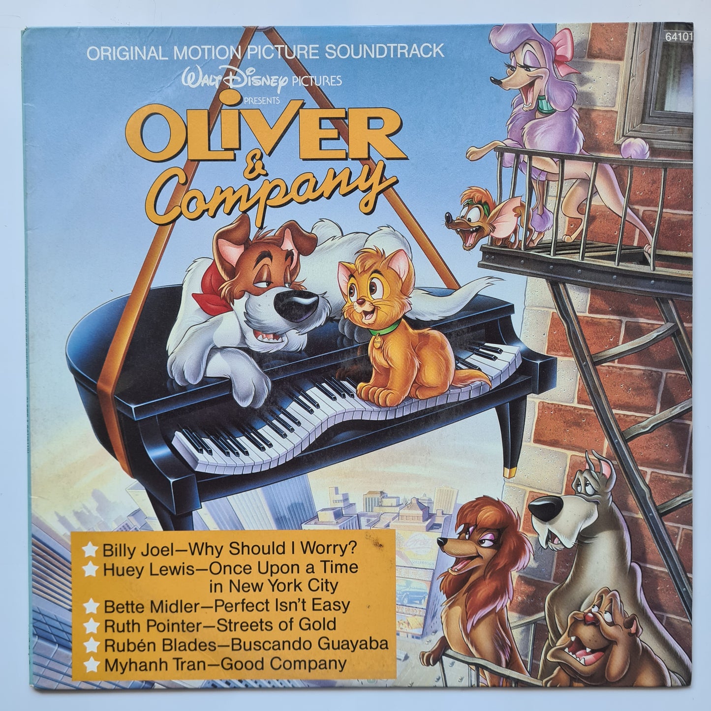 Various (Billy Joel, Huey Lewis, Bette Midler, etc.) – Walt Disney Pictures Presents: Oliver & Company - 1988 - Vinyl Record LP