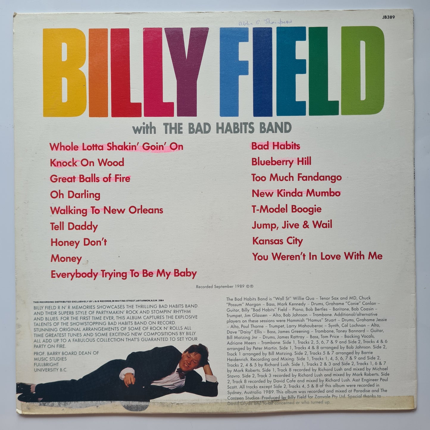Billy Field - 17 Hits: Rock 'N Roll Memories – 1989 - Vinyl Record LP