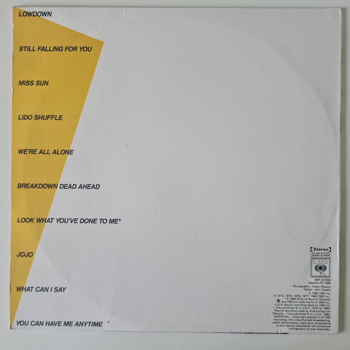 Boz Scaggs – Hits! - 1980 - Vinyl Record LP
