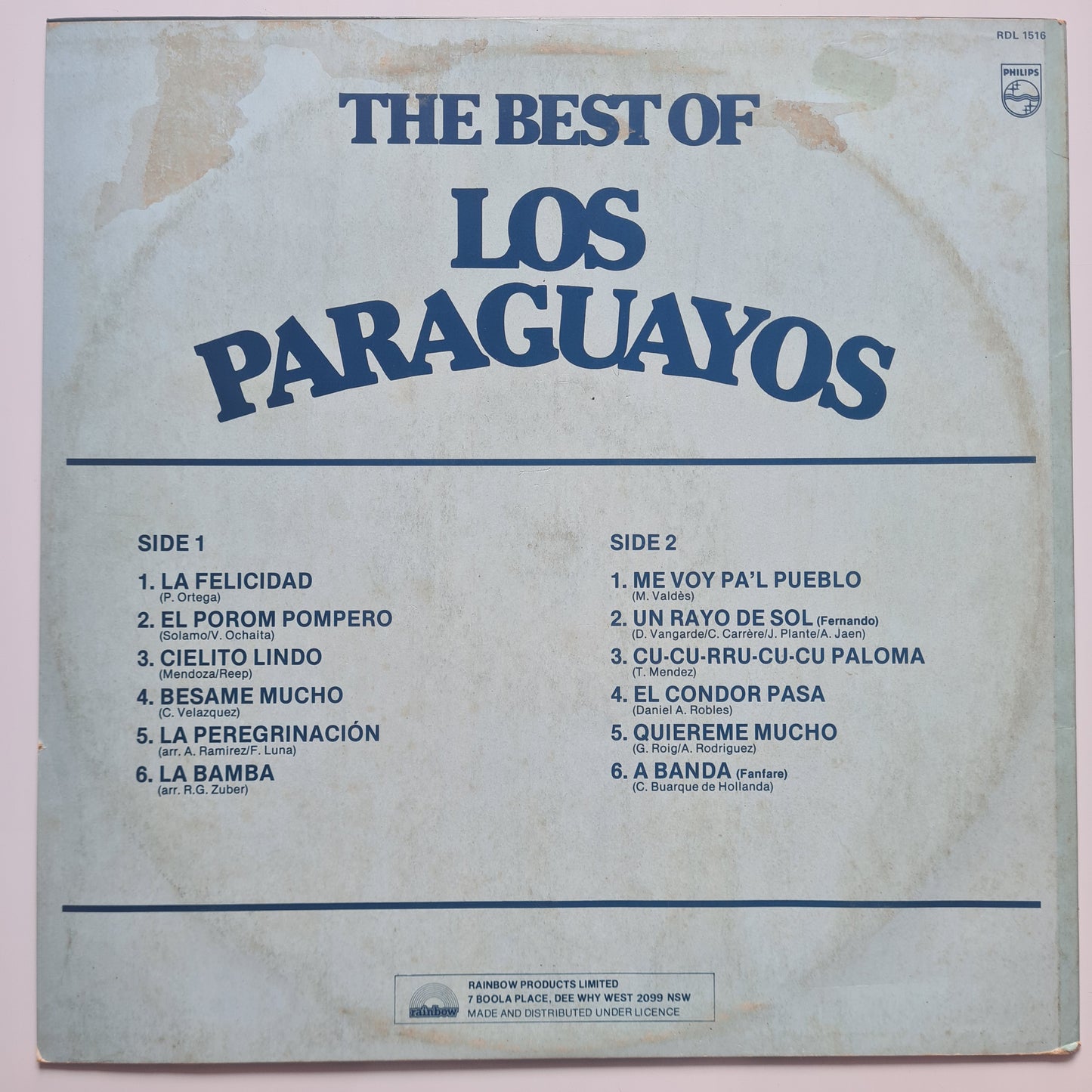 Los Paraguayos–  The Best Of Los Paraguayos - 1979 - Vinyl Record LP