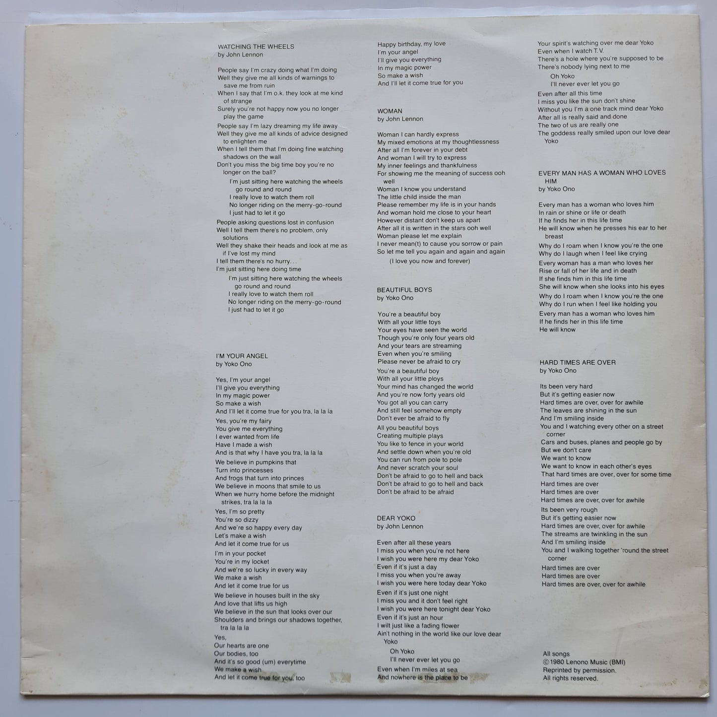 John Lennon & Yoko Ono – Double Fantasy - 1980 - Vinyl Record LP