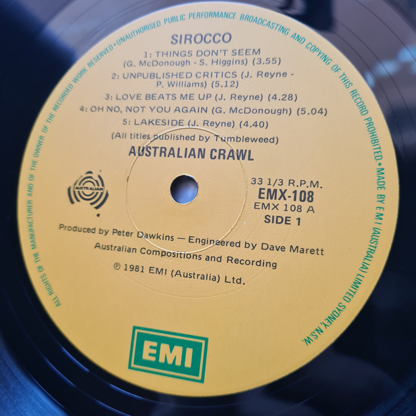 Australian Crawl – Sirocco - 1981 - Vinyl Record LP