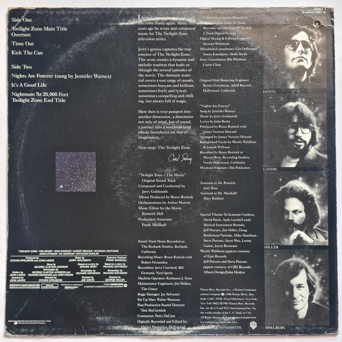 Jerry Goldsmith – Twilight Zone: The Movie (Original Horror Soundtrack)- 1983 - Vinyl Record LP